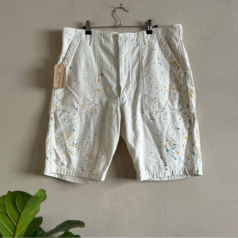 Orslow Fatigue Short with Paint in Ecru